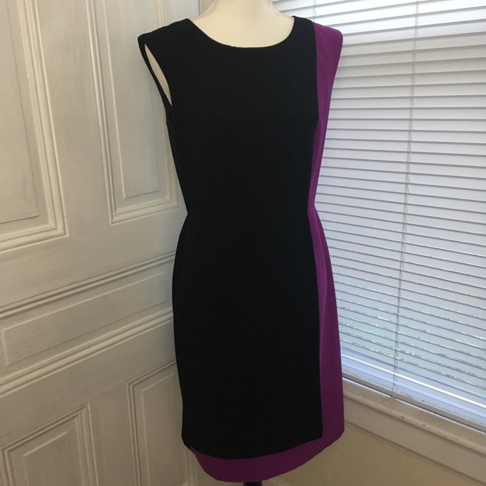 Black and purple sheath dress